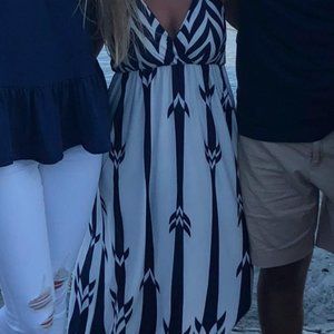 blue/white maxi dress
